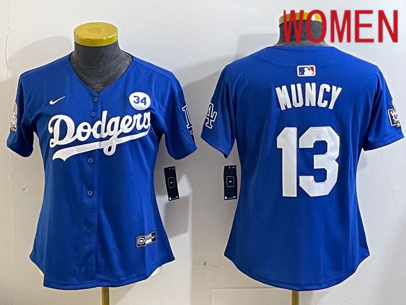 Women Los Angeles Dodgers #13 Muncy Blue Game 2024 Nike MLB Jersey style 1121->women mlb jersey->Women Jersey